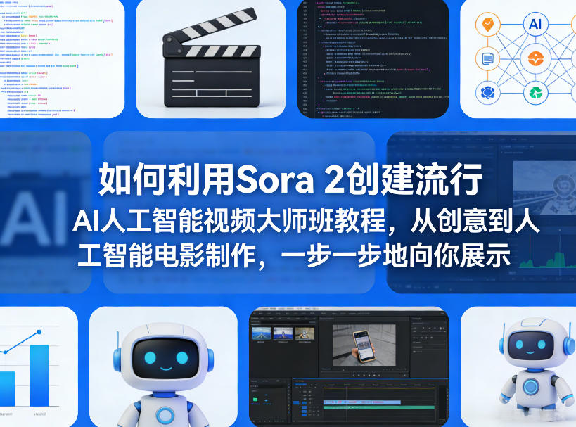 如何利用Sora 2创建流行AI人工智能视频大师班教程，从创意到人工智能电影制作，一步一步地向你展示-K6源码网