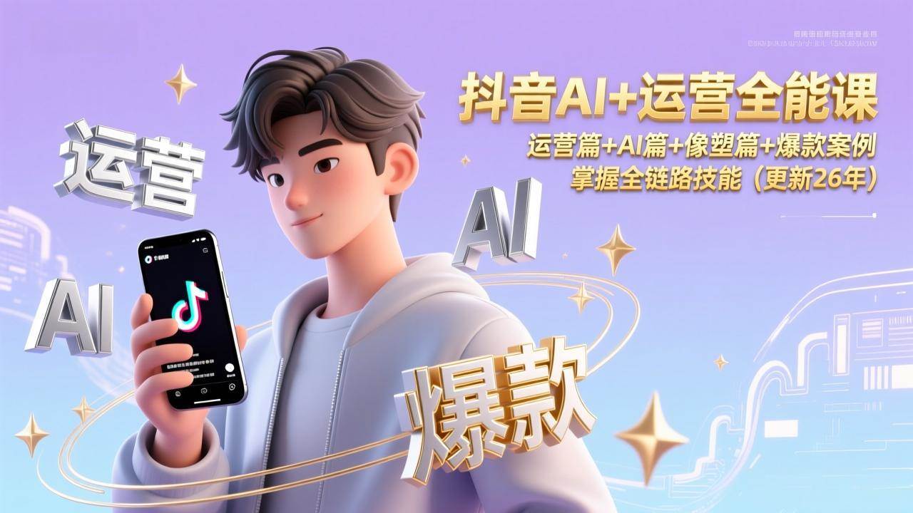 （17078期）抖音AI+运营全能课，运营篇+AI篇+像塑篇+爆款案例，掌握全链路技能（更新26年）-K6源码网