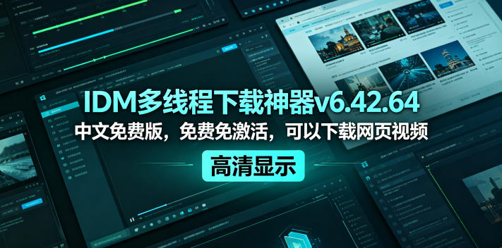 IDM多线程下载神器v6.42.64中文免费版,免费免激活,可以下载网页视频(例如飞书文档内的视频)-K6源码网