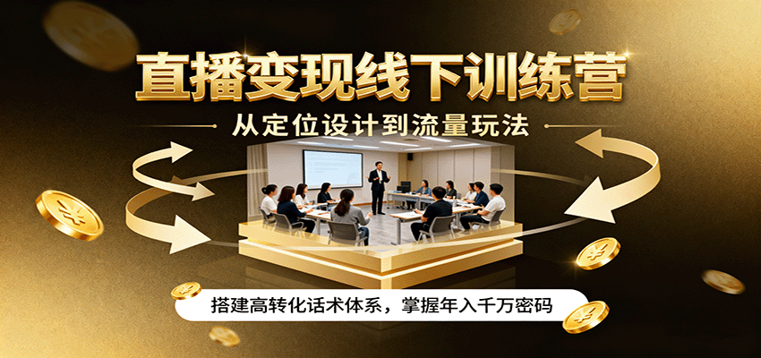 直播变现线下训练营,从定位设计到流量玩法,搭建高转化话术体系,掌握年入千万密码-K6源码网