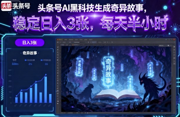 头条号AI黑科技生成奇异故事,稳定日入3张,每天半小时-K6源码网