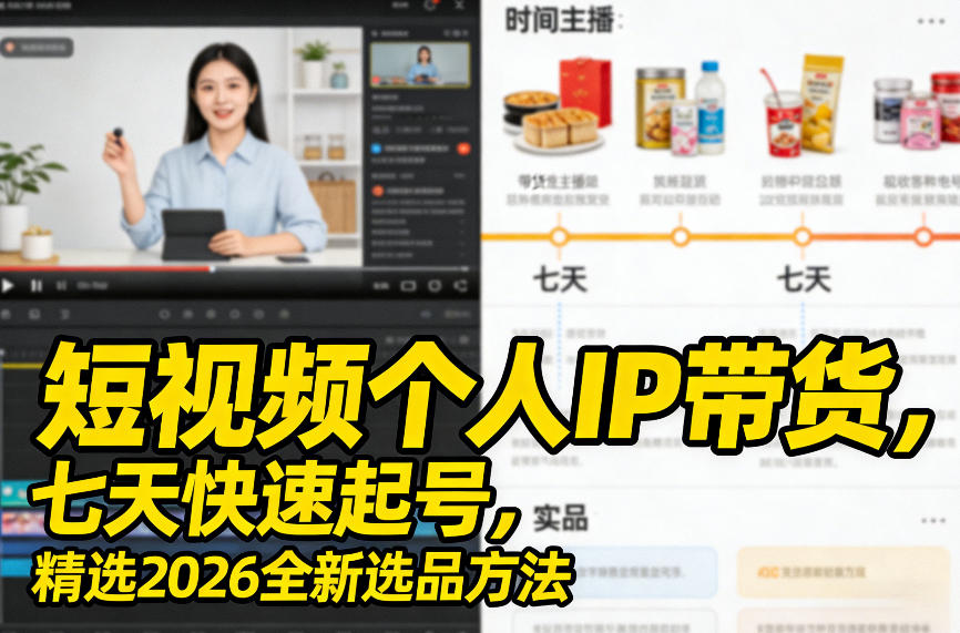 短视频个人IP带货，七天快速起号，精选2026全新选品方法-K6源码网