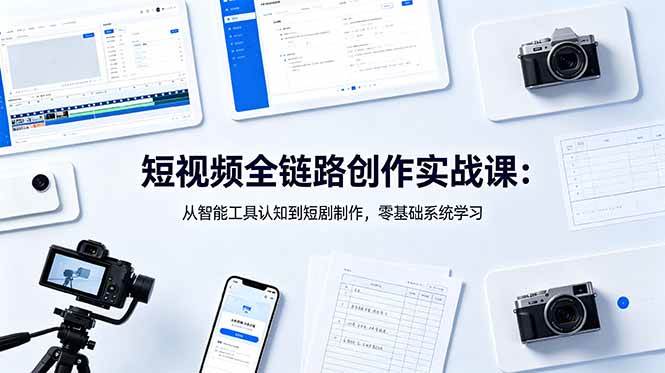 (18683期)短视频全链路创作实战课:从智能工具认知到短剧制作,零基础系统学习-K6源码网