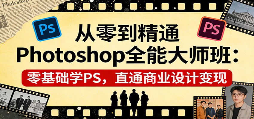 从零到精通Photoshop全能大师班：零基础学PS，直通商业设计变现-K6源码网