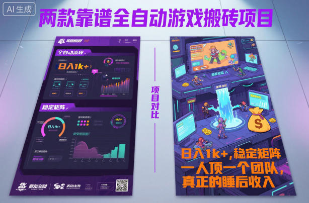 两款靠谱全自动游戏搬砖项目，日入1k+，稳定可矩阵，一人顶一个团队，真正的睡后收入【揭秘】-K6源码网
