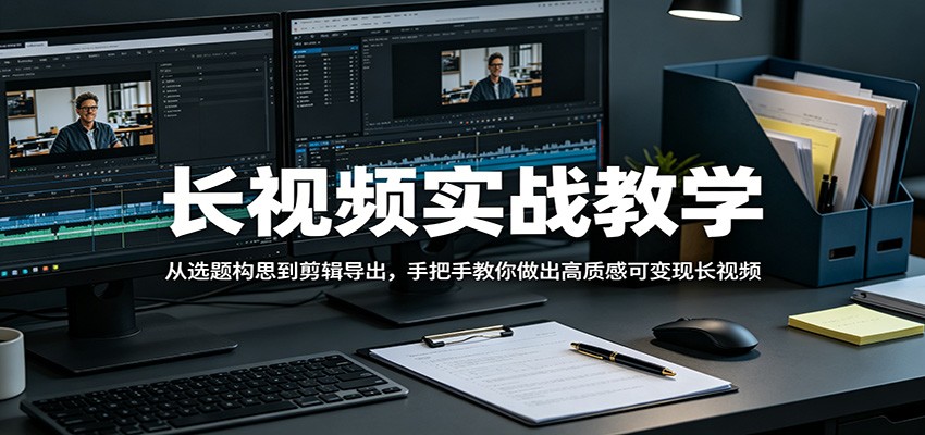 长视频实战教学，从选题构思到剪辑导出，手把手教你做出高质感可变现长视频-K6源码网