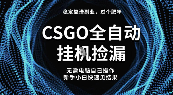 【稳定副业】全球最热门游戏CSGO全自动捡漏,最新玩法,新手小白日入5张+【揭秘】-K6源码网