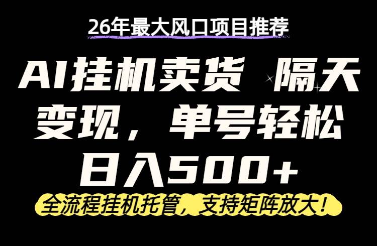 （17933期）26年最新AI挂机卖货，隔天出收益，单账号轻松日入500+-K6源码网