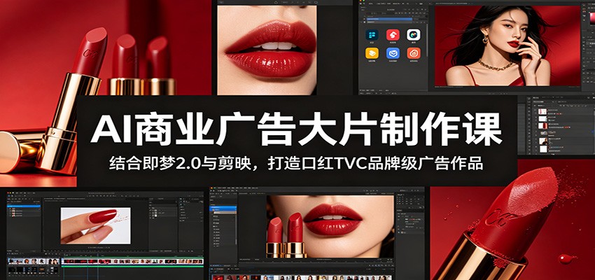 AI商业广告大片制作课:结合即梦2.0与剪映,打造口红TVC品牌级广告作品-K6源码网