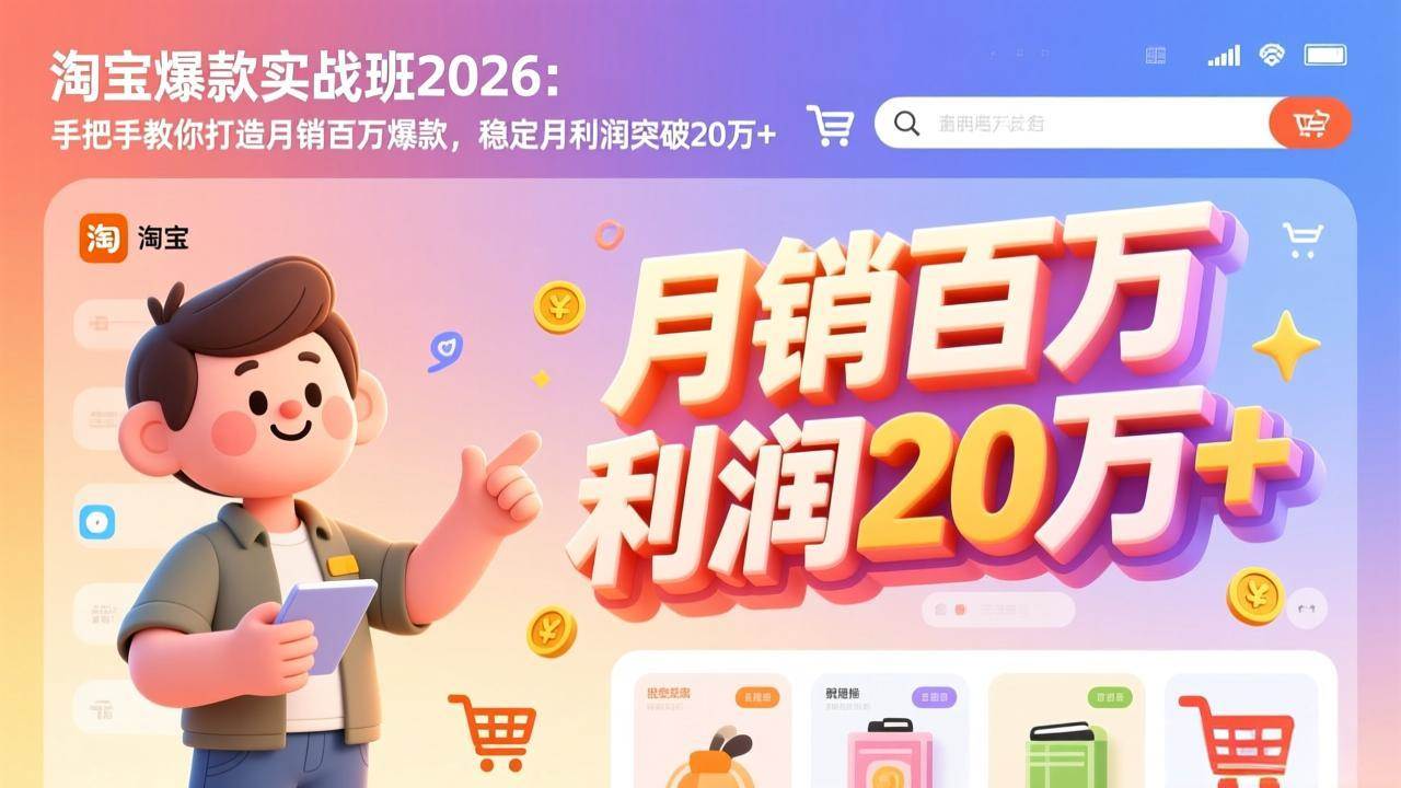 （17401期）淘宝爆款实战班-2026年2月更新：手把手教你打造月销百万爆款，稳定月利润突破20万+-K6源码网