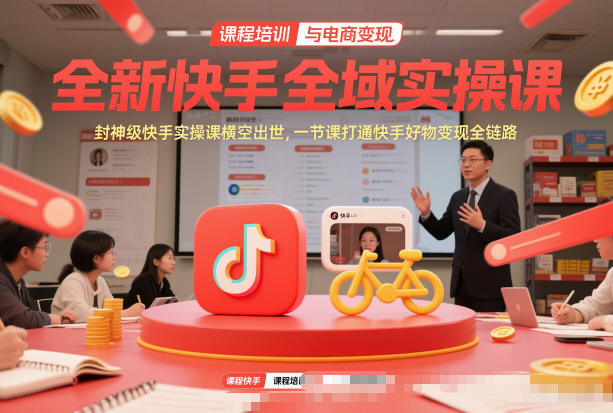 全新快手全域实操课，封神级快手实操课横空出世，一节课打通快手好物变现全链路-K6源码网