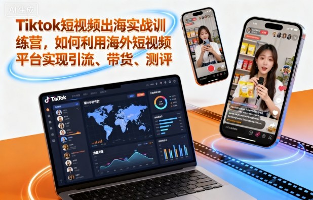 Tiktok短视频出海实战训练营,如何利用海外短视频平台实现引流、带货、测评-K6源码网