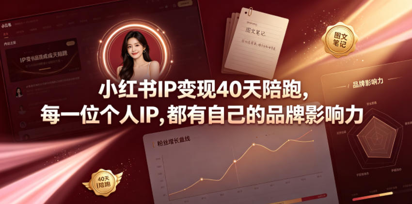小红书IP变现40天陪跑，每一位个人IP，都有自己的品牌影响力-K6源码网